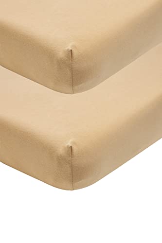Meyco Baby Uni Spannbettlaken 2er Pack für die Babywiege (Bettlaken mit weicher Jersey-Qualität, aus 100% Baumwolle, perfekte Passform durch Rundum-Gummizug, Maße: 40 x 80 / 90cm), Warmer Sand von Meyco