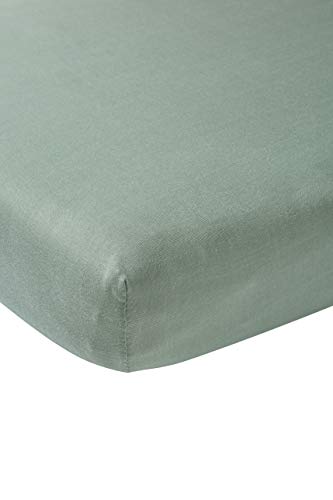 Meyco Baby Spannbettlaken Juniorbett - Uni Stone Green - 70x140/150cm - Einzelpackung von Meyco