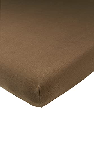 Meyco Baby Uni Spannbettlaken für das Juniorbett (Bettlaken mit weicher Jersey-Qualität, aus 100% Baumwolle, perfekte Passform durch Rundum-Gummizug, atmungsaktiv, Maße: 70 x 140 / 150cm), Schokolade von Meyco