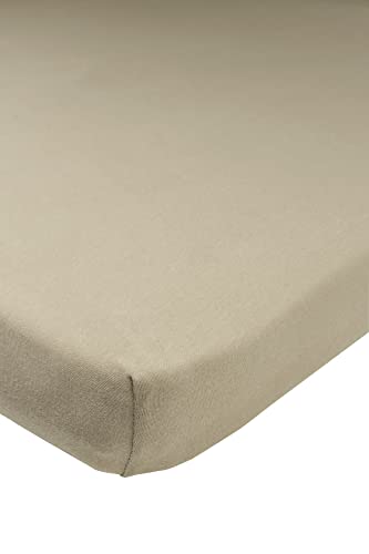 Meyco Baby Uni Spannbettlaken für die Laufgittermatratze (Bettlaken mit weicher Jersey-Qualität, aus 100% Baumwolle, perfekte Passform durch Rundum-Gummizug, atmungsaktiv, Maße: 75 x 95cm), Taupe von Meyco