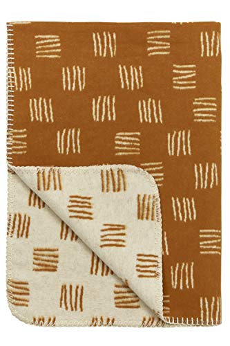 MEYCO Babydecke Kinderbettdecke - Flanell Block Stripe - 120x150cm - Camel/Offwhite von Meyco