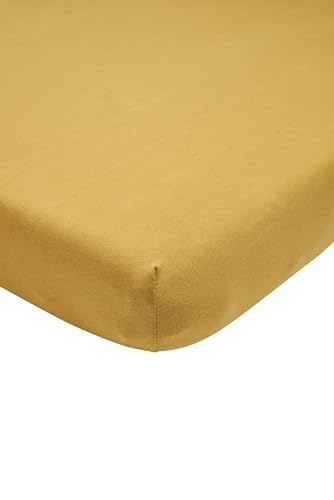 Meyco Home Basic Jersey Uni Spannbettlaken Doppelbett (Bettlaken mit weicher Jersey-Qualität, aus 100% Baumwolle, perfekte Passform durch Rundum-Gummizug, Maße: 160 x 210/220 cm), Honig Gold von Meyco