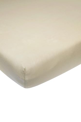 Meyco Home Basic Jersey Uni Spannbettlaken Doppelbett (Bettlaken mit weicher Jersey-Qualität, aus 100% Baumwolle, perfekte Passform durch Rundum-Gummizug, atmungsaktiv, Maße: 160 x 200 cm), Sand von Meyco