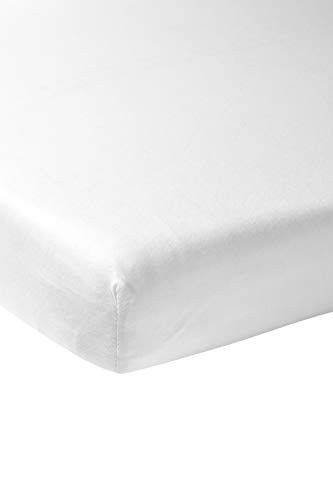 Meyco Home Basic Jersey Uni Spannbettlaken für 1-Person (Bettlaken mit weicher Jersey-Qualität, aus 100% Baumwolle, perfekte Passform durch Rundum-Gummizug, Maße: 80 x 210/220 cm), Weiß von Meyco
