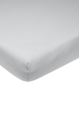 Meyco Home Basic Jersey Uni Spannbettlaken Doppelbett (Bettlaken mit weicher Jersey-Qualität, aus 100% Baumwolle, perfekte Passform durch Rundum-Gummizug, atmungsaktiv, Maße: 140 x 200 cm), Hellgrau von Meyco