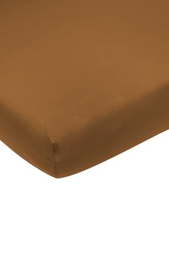 Meyco Home Basic Jersey Uni Spannbettlaken Doppelbett (Bettlaken mit weicher Jersey-Qualität, aus 100% Baumwolle, perfekte Passform durch Rundum-Gummizug, Maße: 160 x 210/220 cm), Camel von Meyco