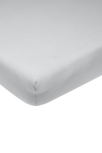 Meyco Home Basic Jersey Uni Spannbettlaken Doppelbett (Bettlaken mit weicher Jersey-Qualität, aus 100% Baumwolle, perfekte Passform durch Rundum-Gummizug, atmungsaktiv, Maße: 180 x 200 cm), Hellgrau von Meyco