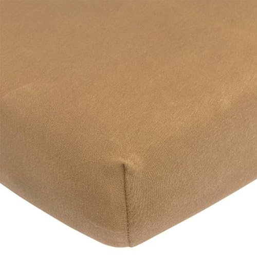 Meyco Home Basic Jersey Uni Spannbettlaken für 1-Person (Bettlaken mit weicher Jersey-Qualität, aus 100% Baumwolle, perfekte Passform durch Rundum-Gummizug, Maße: 80 x 200 cm), Toffee von Meyco