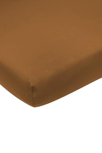 Meyco Home Basic Jersey Uni Spannbettlaken für 1-Person (Bettlaken mit weicher Jersey-Qualität, aus 100% Baumwolle, perfekte Passform durch Rundum-Gummizug, Maße: 80 x 210/220 cm), Camel von Meyco