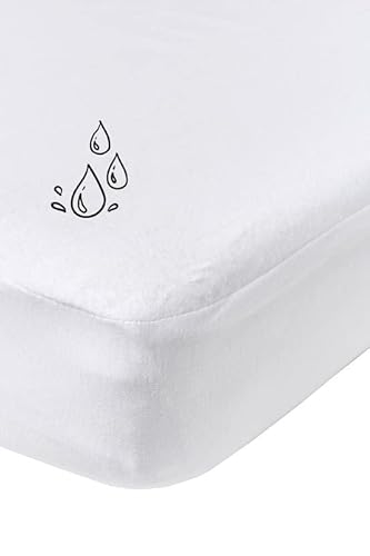 Meyco Home Molton PU wasserdichtes Spannbettlaken für 2-Person (Bettlaken aus 100% Baumwolle, perfekte Passform durch Rundum-Gummizug, atmungsaktiv, Maße: 140 x 200 cm), Weiß von Meyco