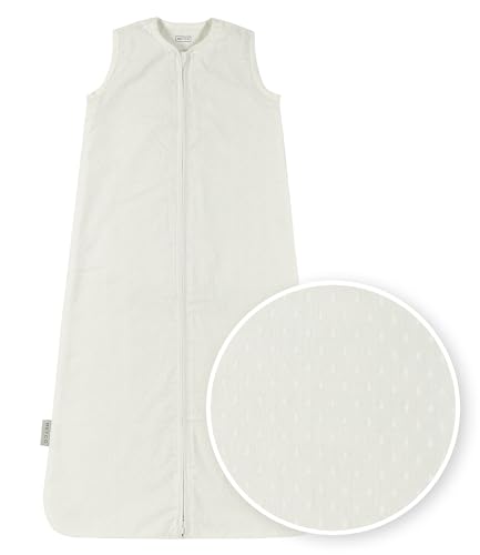 Meyco Schlafsack Plume, Babyschlafsack (hochwertiger Schlummersack für angenehmes Schlafklima, atmungsaktiv, ideal für Sommer, 70 cm, 0,5 TOG), Offwhite von Meyco