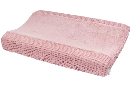 Meyco Wickelauflagenbezug Teddy (kuscheliger Wickeltischauflage Bezug, pflegeleicht & hochwertig, 100% Waffel-Baumwolle, Teddy-Fleece, 50 x 70 cm), Old Pink von Meyco