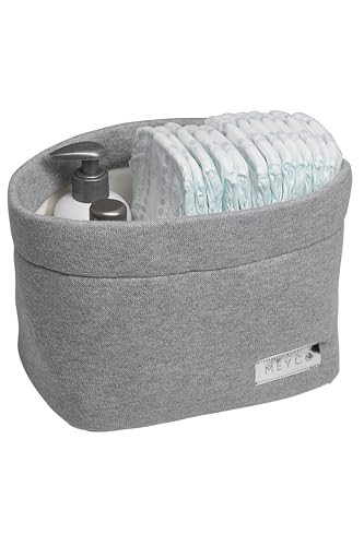 Meyco Wickeltischkörbchen Knit Basic, Windeltasche (hochwertiger Wickeltisch Organizer, Wickeltasche aus 100% Baumwolle), Grey Melange von Meyco