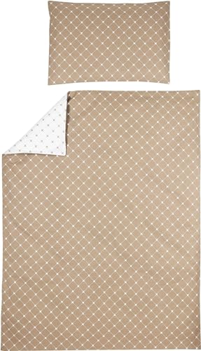 Meyco Baby X Mrs.Keizer Louis Bettwäsche, Juniorbett (atmungsaktives Material, Bettbezug aus 100% Baumwolle, inklusive Kopfkissenbezug, Maschinenwaschbar, Maße: 120 x 150 cm), Taupe von Meyco