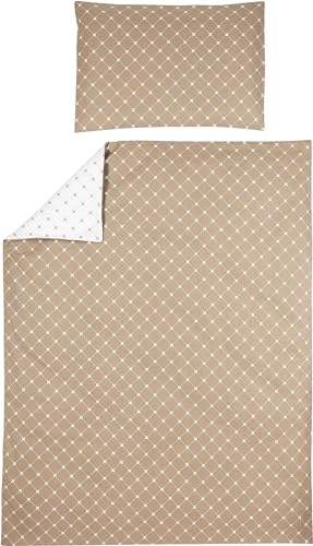 Meyco Baby X Mrs.Keizer Louis Bettwäsche, Juniorbett (atmungsaktives Material, Bettbezug aus 100% Baumwolle, inklusive Kopfkissenbezug, Maschinenwaschbar, Maße: 120 x 150 cm), Taupe von Meyco