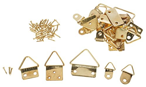Meyercordt GmbH Bilderösen-Set 24er-Set in 5 Größen vermessingt Leinwandhalter mit Aufhängeösen aus Metall in Gold, Einschrauben mit Schraube und Nagel für Holz von Meyco