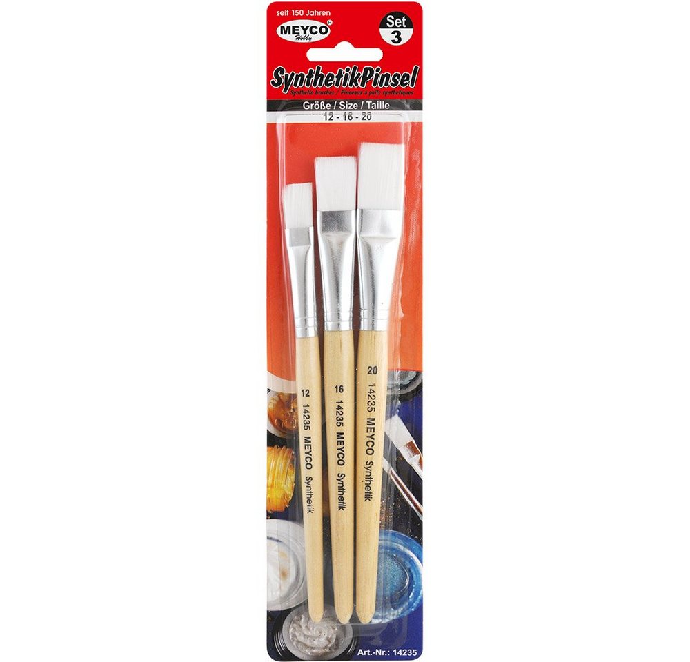 Meyercordt GmbH Malpinsel Synthetikpinsel flach weiss 3er Set: 12,16,20 mm 296462, (3er Set) von Meyercordt GmbH
