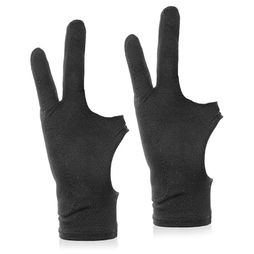 2 Stück Drawing Glove 3-lagige Handflächen Ablehnung Zeichenhandschuh Rechts Linkshänder Elastisch Digitale Zeichnen Tablet Handschuh (L Size/8.5x23.5cm) von Meyeyaia