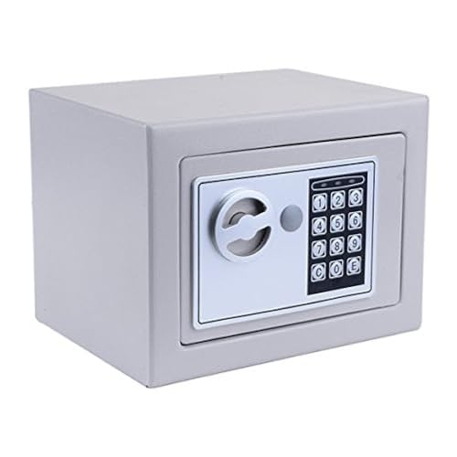 Meykey - Kleiner Safe, 230 x 170 x 170 mm, Elektronischer Safe, Einbausafe mit 4 Batterien und 2 Notschlüsseln, Silber von Meykey