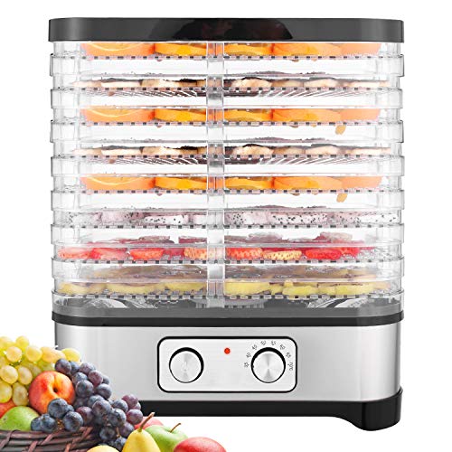 Dörrgerät für Lebensmittel, Trockner für Obst und Gemüse, Temperatur einstellbar von 35-70 ℃, Trockner für Lebensmittel, 8 Paletten, 400 W von Meykey