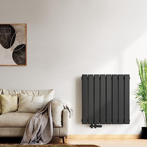 Meykoers Heizkörper Flach 630 x 620mm Design Flachheizkörper Horizontal Paneelheizkörper Seitenanschluss Einlagig Wandheizkörper Anthrazit 450 Watt Radiator von Meykoers