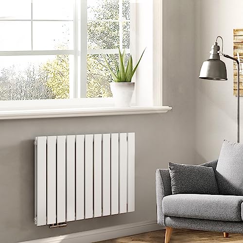 Meykoers Design Heizkörper Flach Horizontal 630 x 850mm Weiß Doppellagig Badezimmer Paneelheizkörper Seitenanschluss Heizung Flachheizkörper 618W von Meykoers