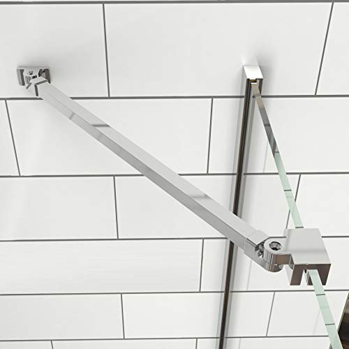 Meykoers Haltestange für Duschwand Stabilisator mit Winkel 180°drehbar flexibel 500mm für Glasstärke 5-6mm, Stabilisierungsstange für Dusche Walk-in Duschwände - Edelstahl + Aluminium von Meykoers