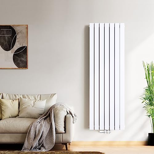 Meykoers Heizkörper Wohnzimmer Flach 1600 x 540mm Doppellagig Vertikal Flachheizkörper Design Paneelheizkörper Mittelanschluss Wandheizkörper Weiß 991 Watt Radiator von Meykoers