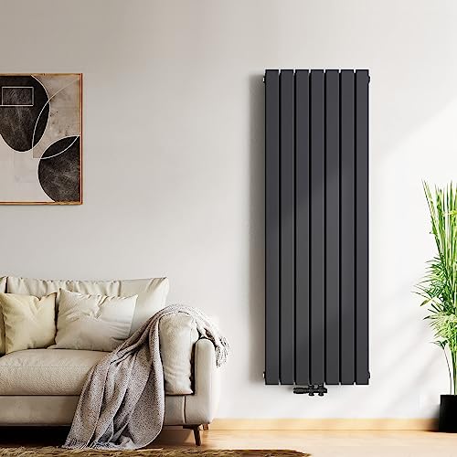 Meykoers Heizkörper Wohnzimmer Flach 1800 x 540mm Doppellagig Vertikal Flachheizkörper Design Paneelheizkörper Mittelanschluss Wandheizkörper Anthrazit 1949 Watt Radiator von Meykoers