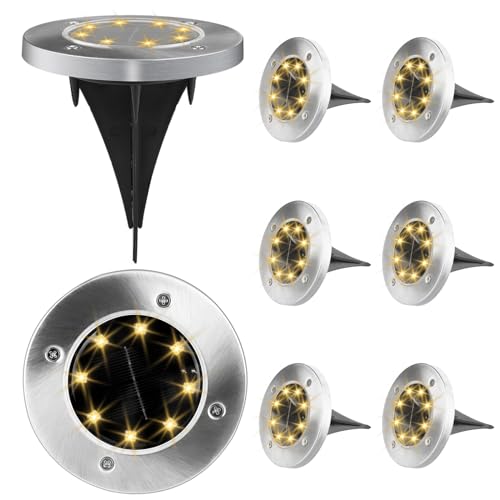 Mezzar Solar Bodenleuchten, 8 Stück Solar Bodenleuchte Aussen Warmweiß Solarleuchte für Garten Außen mit 8 LEDs Wasserdicht Led Solar Gartenleuchten für Außen Rasen Auffahrt Patio (Bodenbeleuchtung) von Mezzar