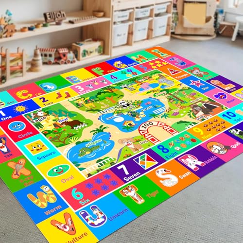 Mfmiudole Kinderteppich für Spielzimmer, weicher und rutschfester pädagogischer Teppich mit ABC, Zoo-Tieren, Zahlen, Bodenspielmatte für Kinder, Vorschule, Klassenzimmer, Spielmatte für Kleinkinder Mfmiudole Kinderteppich für Spielzimmer, weicher und rutschfester pädagogischer Teppich mit ABC, Zoo-Tieren, Zahlen, Bodenspielmatte für Kinder, Vorschule, Klassenzimmer, Spielmatte für Kleinkinder von Mfmiudole