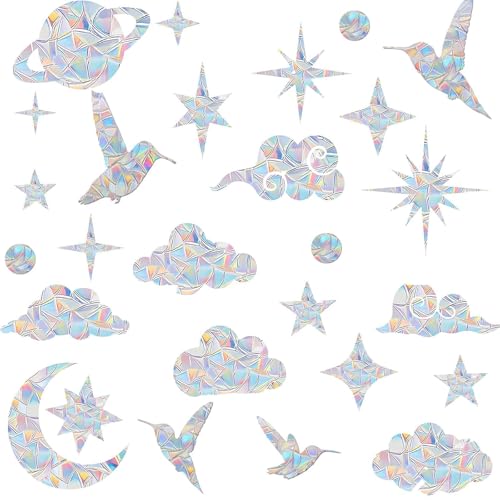 44x Suncatcher Sticker Fenêtre Anti Collision Oiseau, Rainbow Prism Autocollant Statique Non Adhésif, Film Arc-en-Ciel Décoratif pour Vitres en Verre von Mfqire