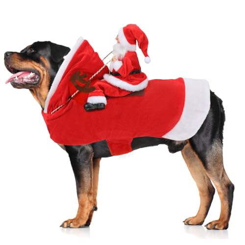 Mfsdai Hund Weihnachtskostüm, Santa Reiten Kleidung Hundekostüm, Hundepullover Mantel Weihnachten Rot für Kleine Mittel Große Hunde Katzen 3XL Mfsdai Hund Weihnachtskostüm, Santa Reiten Kleidung Hundekostüm, Hundepullover Mantel Weihnachten Rot für Kleine Mittel Große Hunde Katzen 3XL von Mfsdai