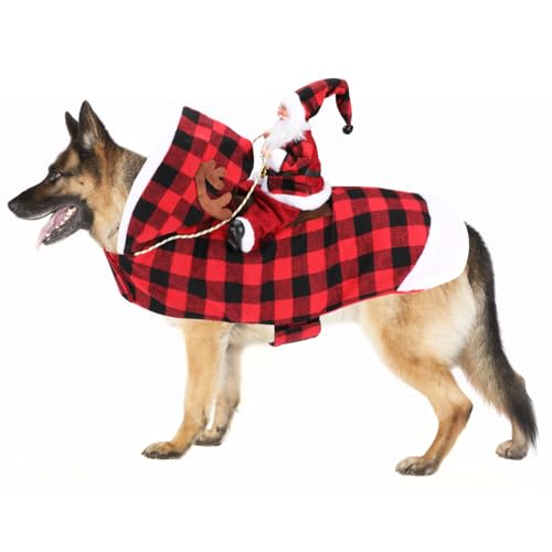 Mfsdai Hund Weihnachtskostüm, Santa Reiten Kleidung Hundekostüm, Hundepullover Mantel Weihnachten Schottenmuster für Kleine Mittel Große Hunde Katzen XXL Mfsdai Hund Weihnachtskostüm, Santa Reiten Kleidung Hundekostüm, Hundepullover Mantel Weihnachten Schottenmuster für Kleine Mittel Große Hunde Katzen XXL von Mfsdai