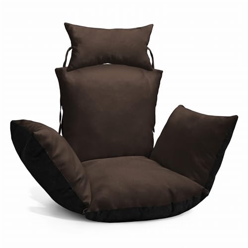 MG Design Hängesessel Kissen in Dunkelbraun - aus strapazierfähigem Stoff, mit weicher Füllung, mit Kopfstütze mit Schnüren zum Binden - Kissen für Hängeschaukel Outdoor, Garten, Terrasse von MG Design