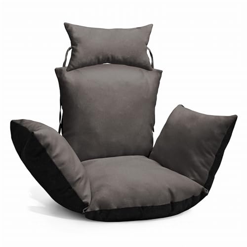 MG Design Hängesessel Kissen in Graphit - aus strapazierfähigem Stoff, mit weicher Füllung, mit Kopfstütze mit Schnüren zum Binden - Kissen für Hängeschaukel Outdoor, Garten, Terrasse von MG Design