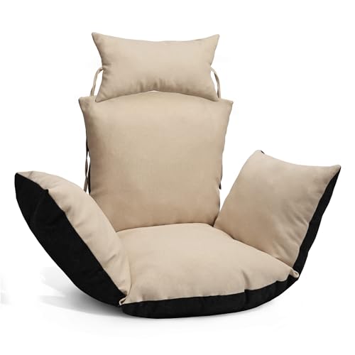 MG Design Hängesessel Kissen in beige - aus strapazierfähigem Stoff, mit weicher Füllung, mit Kopfstütze mit Schnüren zum Binden - Kissen für Hängeschaukel Outdoor, Garten, Terrasse von MG Design