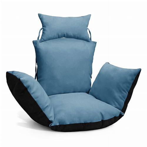 MG Design Hängesessel Kissen in blau - aus strapazierfähigem Stoff, mit weicher Füllung, mit Kopfstütze mit Schnüren zum Binden - Kissen für Hängeschaukel Outdoor, Garten, Terrasse von MG Design