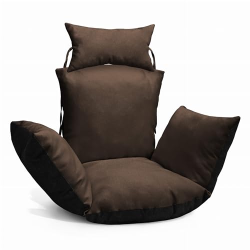 MG Design Hängesessel Kissen in braun - aus strapazierfähigem Stoff, mit weicher Füllung, mit Kopfstütze mit Schnüren zum Binden - Kissen für Hängeschaukel Outdoor, Garten, Terrasse von MG Design