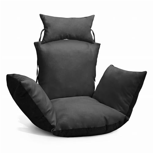 MG Design Hängesessel Kissen in dunkelgrau - aus strapazierfähigem Stoff, mit weicher Füllung, mit Kopfstütze mit Schnüren zum Binden - Kissen für Hängeschaukel Outdoor, Garten, Terrasse von MG Design