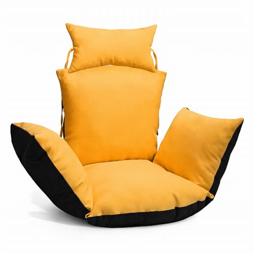 MG Design Hängesessel Kissen in gelb - aus strapazierfähigem Stoff, mit weicher Füllung, mit Kopfstütze mit Schnüren zum Binden - Kissen für Hängeschaukel Outdoor, Garten, Terrasse von MG Design