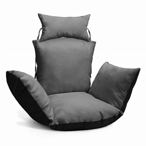 MG Design Hängesessel Kissen in grau - aus strapazierfähigem Stoff, mit weicher Füllung, mit Kopfstütze mit Schnüren zum Binden - Kissen für Hängeschaukel Outdoor, Garten, Terrasse von MG Design