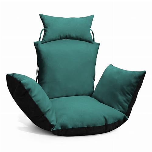 MG Design Hängesessel Kissen in grün - aus strapazierfähigem Stoff, mit weicher Füllung, mit Kopfstütze mit Schnüren zum Binden - Kissen für Hängeschaukel Outdoor, Garten, Terrasse von MG Design