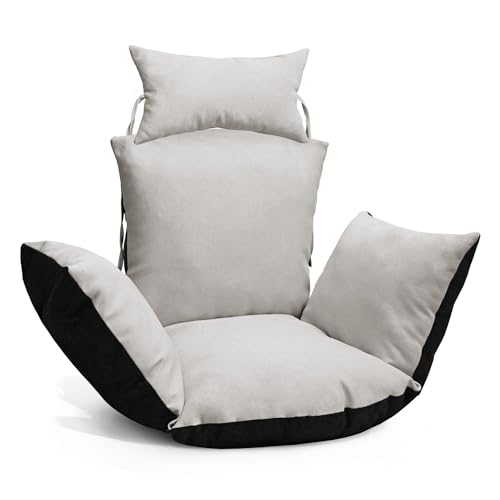 MG Design Hängesessel Kissen in hellgrau - aus strapazierfähigem Stoff, mit weicher Füllung, mit Kopfstütze mit Schnüren zum Binden - Kissen für Hängeschaukel Outdoor, Garten, Terrasse von MG Design