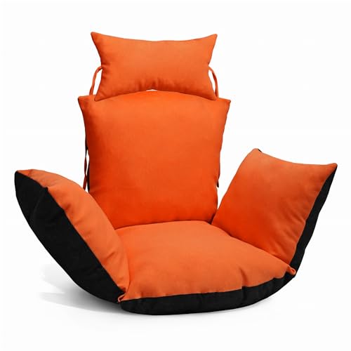 MG Design Hängesessel Kissen in orange - aus strapazierfähigem Stoff, mit weicher Füllung, mit Kopfstütze mit Schnüren zum Binden - Kissen für Hängeschaukel Outdoor, Garten, Terrasse von MG Design