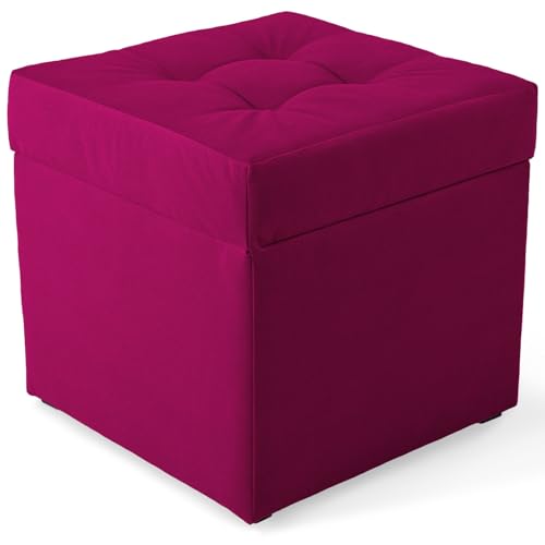 MG Design Polsterhocker 45x45 cm, Fuchsia Farben - weicher Sitz, klappbar mit Staufach, hält bis zu 300 kg - Hocker für Wohnzimmer, Schlafzimmer, Diele von MG Design