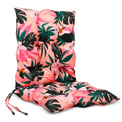 Mg Design Stuhlkissen 100x50 cm mit exotischem Druck - Stuhlkissen mit Bändern, Steppkissen - Sitzkissen für Gartenstuhl, Outdoor Stuhlauflage als Stuhl Kissen, für Indoor und Outdoor von MG Design