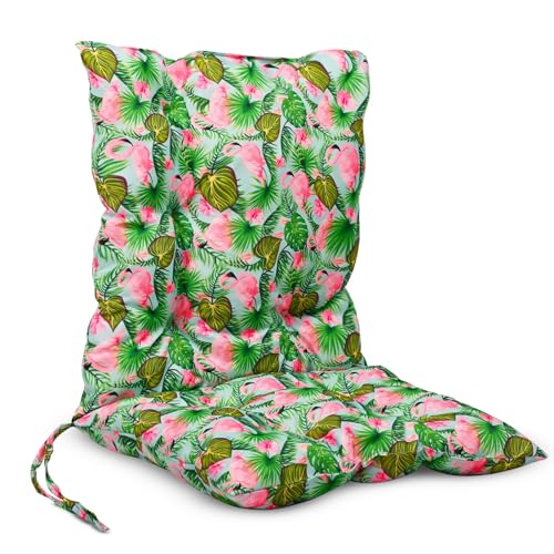 Mg Design Stuhlkissen 100x50 cm mit exotischem Druck - Stuhlkissen mit Bändern, Steppkissen - Sitzkissen für Gartenstuhl, Outdoor Stuhlauflage als Stuhl Kissen, für Indoor und Outdoor von MG Design
