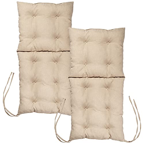 MG Design Stuhlkissen 2er Set 50 x 100 cm Sitzkissen beige - Gartenstühle Sitzauflagen aus Polsterstoff, mit weicher Füllung, mit Schnüren zum Binden - Niedriglehner Auflagen von MG Design