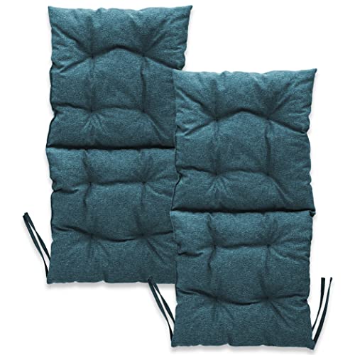 MG Design Stuhlkissen 2er Set 50 x 100 cm Sitzkissen blau - Gartenstühle Sitzauflagen aus Polsterstoff, mit weicher Füllung, mit Schnüren zum Binden - Niedriglehner Auflagen von MG Design